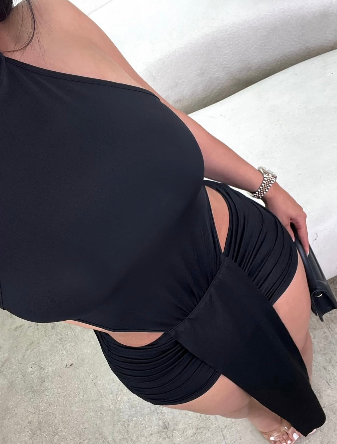 Black Drape Mini Dress